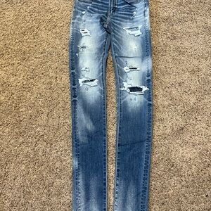 American Eagle Outfitters Ripped Blue Skinny Jeans